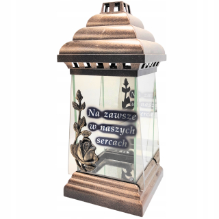 Grave Candle Golden Lantern Shrine s venovaním navždy v pamäti 32 cm